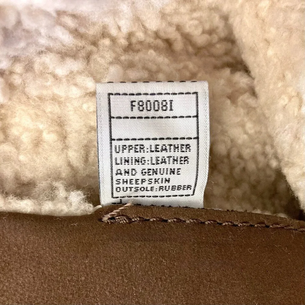 UGG Catalina Sheepskin Leather Boots Wrap Laces Mid Calf Size 6 Goober Brown